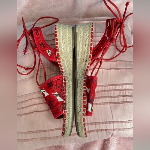 Franco Sarto Red and White Espadrille Shoes - Picture 6 of 6